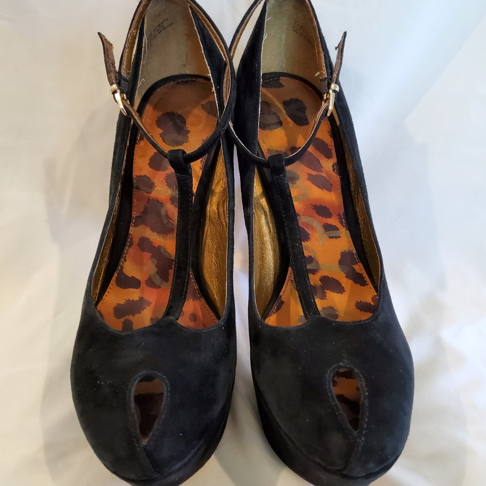 Sam Edelman Suede Peeptoe heels, Black